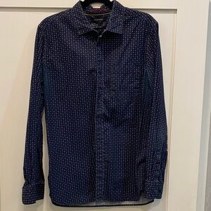 Men's Navy Blue Patterned Shirt denim & flower
